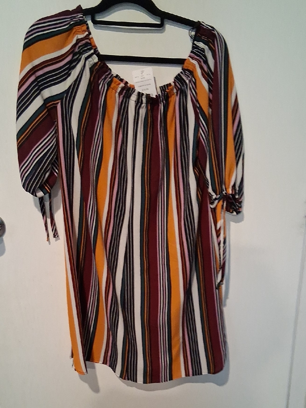 Wrapper Striped Maxi Dress in Mustard, Burgundy and Black